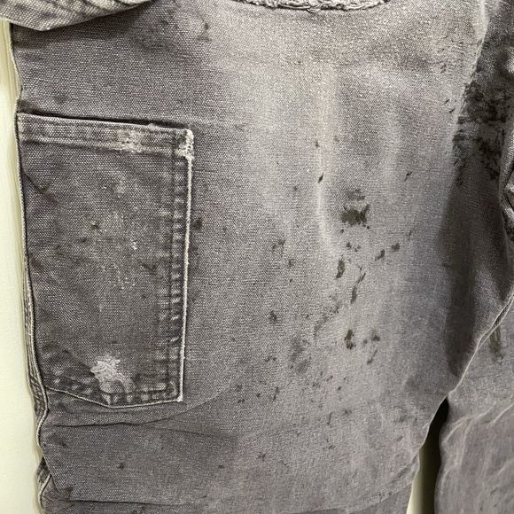 Carhartt B11 PTB Canvas Carpenter Pants Mens 36x30 Gray Distressed Stained Worn - Picture 4 of 9